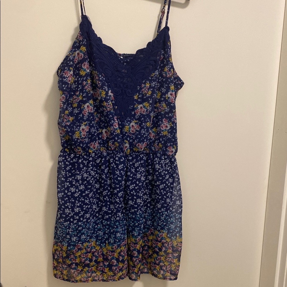 Xhilaration Navy Floral Jumpsuit